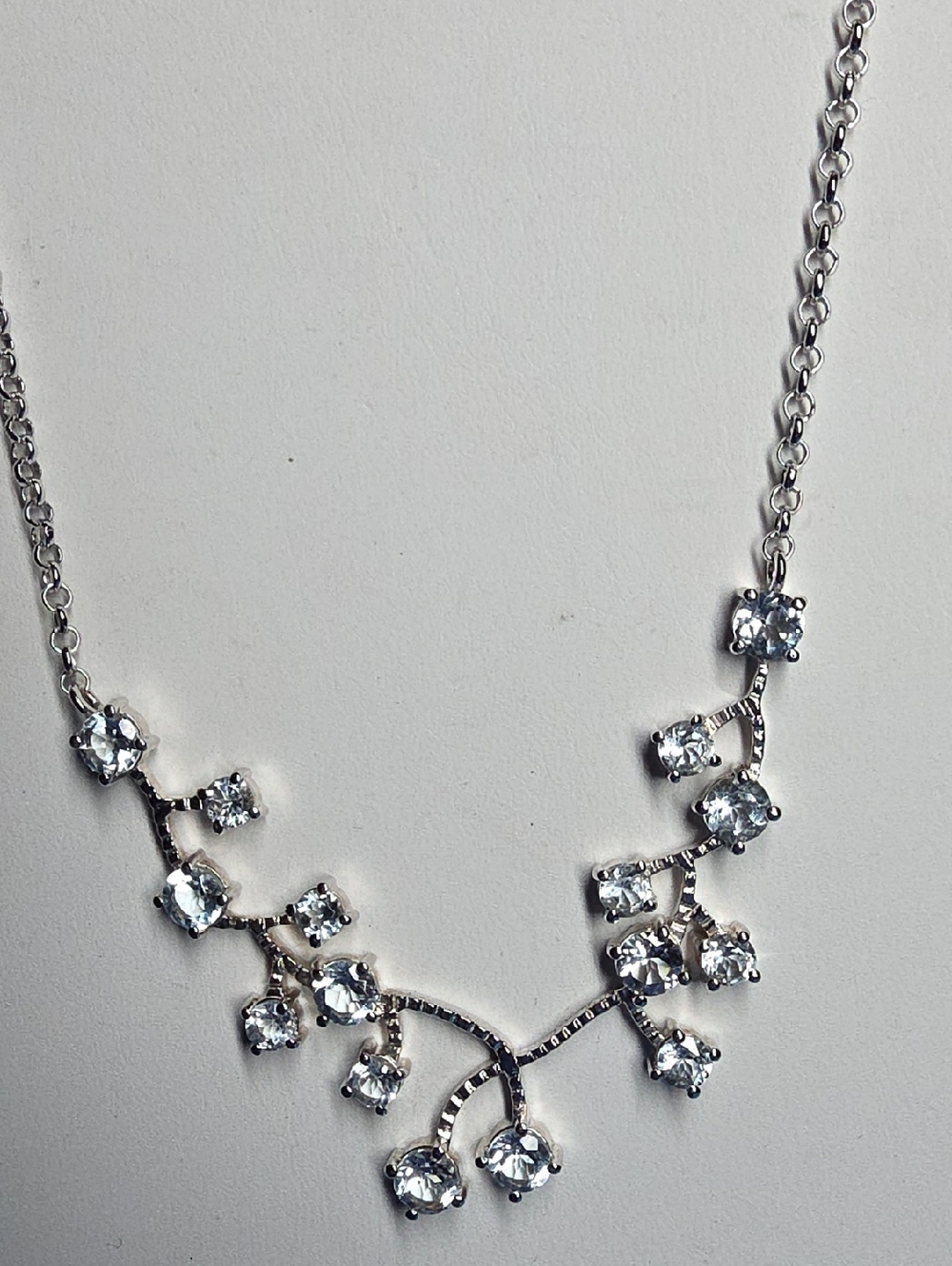 Stearling Silver 925 Light Topaz Branch Necklace